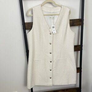 Abercrombie & Fitch Cream Button-Front Mini Dress